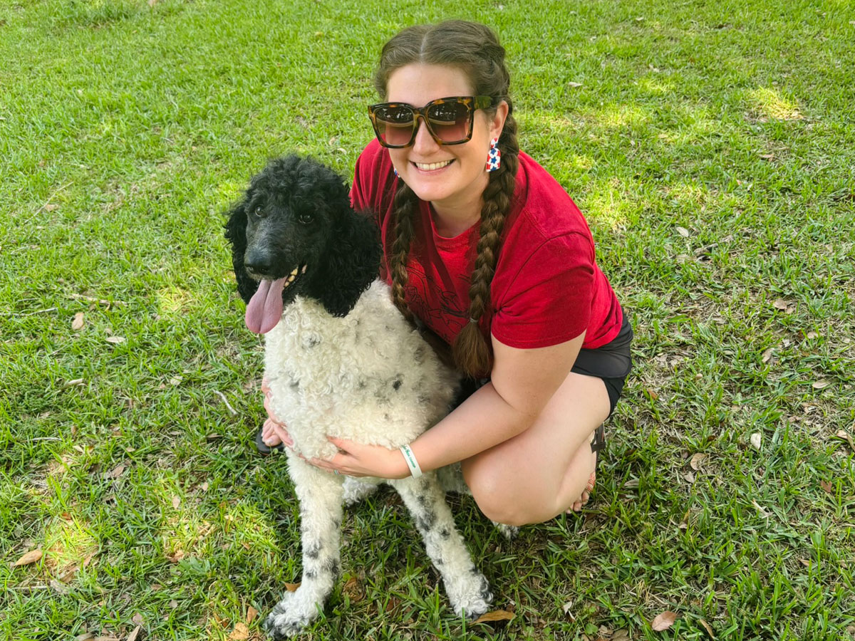 a happy moment with a furry friend